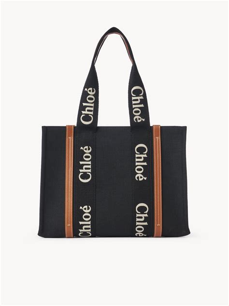 chloe tote bag black|chloe medium woody canvas tote.